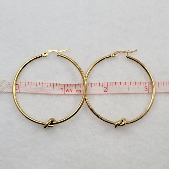 Yellow Gold Knot Hoops - Picture 6 of 7